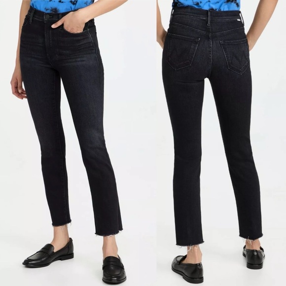 MOTHER Jeans High Waisted Rascal Ankle Snippet Black Size 25 Dark Academia - Picture 1 of 13